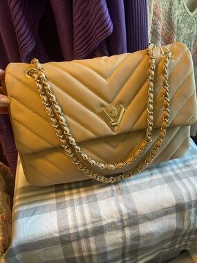 Valentino Orlandi quilted shoulder bag. - tan